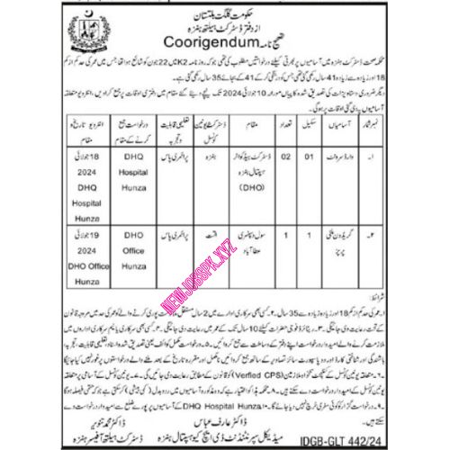 Latest Jobs In Gilgit Baltistan in July 2024