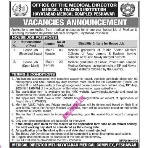 Female Jobs In Peshawar in July 2024