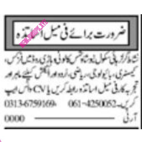 Female Teaching Jobs In Multan in July 2024