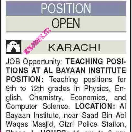 Lecturer Jobs In Karachi in July 2024