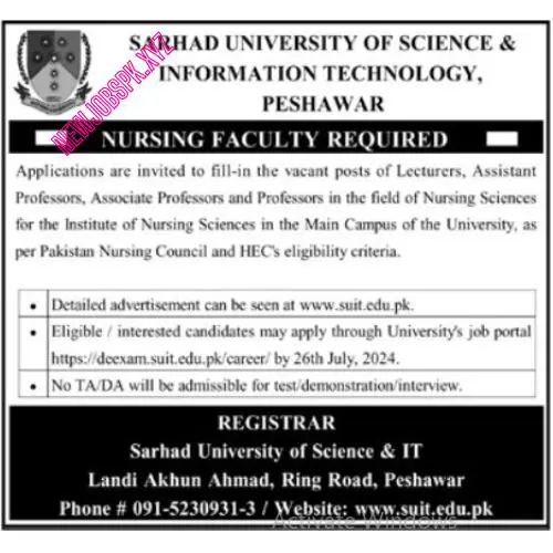 Lecturer Jobs In Peshawar in July 2024