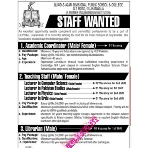 Teaching Jobs In Gujranwala in 2024