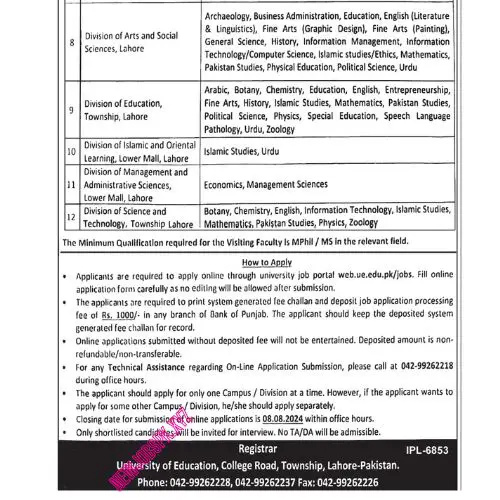 Teaching Jobs In Lahore in August 2024