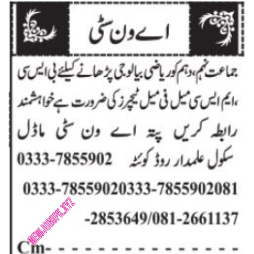 Teaching Jobs In Quetta in July 2024