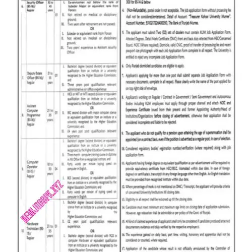 University Jobs In Murree in August 2024