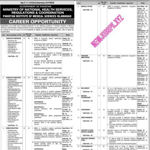 PIMS Hospital Jobs In Islamabad in 2024