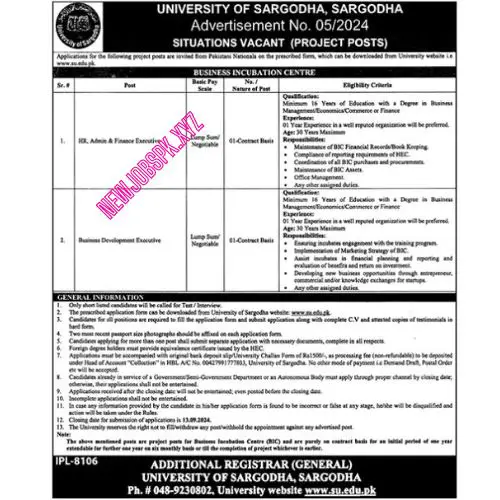 University of Sargodha jobs In Sargodha in 2024